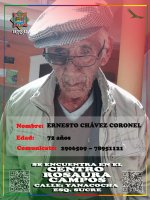 CENTRO ROSAURA CAMPOS  SE BUSCA A FAMILIARES DEL ADULTO MAYOR Sr ERNESTO CHAVÉZ CORONEL de 72 años edad