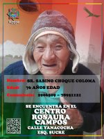 SR. SABINO CHOQUE COLOMA DE 76 AÑOS EDAD