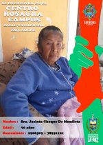 Sra. JACINTA CHOQUE DE MENDIETA de 70 años edad