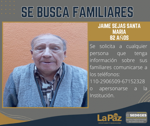 SE BUSCA A LOS FAMILIARES DE LA PERSONA ADULTA MAYOR