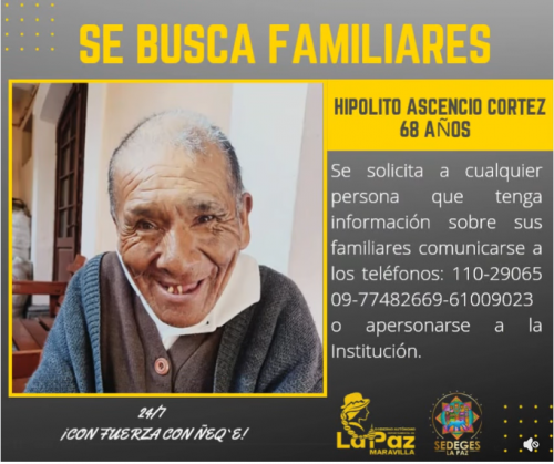 SE BUSCA A LOS FAMILIARES DE LA PERSONA  ADULTA