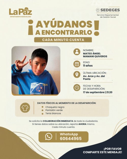 ¡AYÚDANOS A ENCONTRARLO!